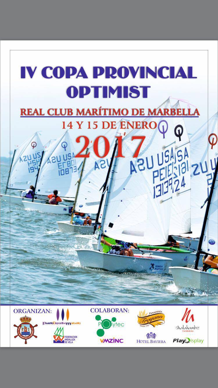La IV Copa Provincial OPTIMIST se disputara en aguas de Marbella este fin de semana. De 11h a 17h.