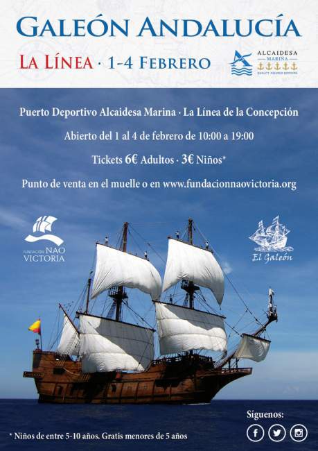 El Galeón Andalucía estará del 1 al 4 de febrero en el Puerto Alcaidesa Marina
