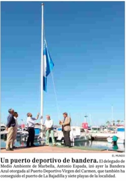 Izada la bandera azul en Puerto Deportivo Virgen del Carmen, Marbella