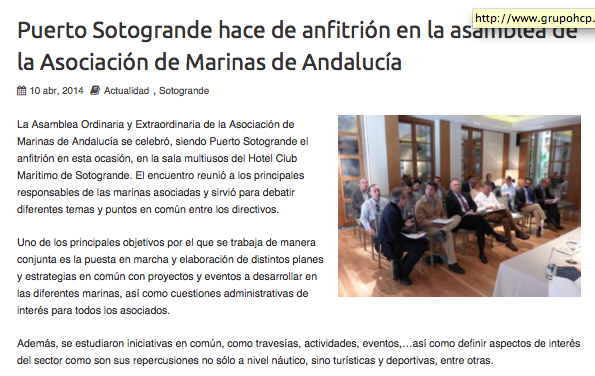 La celebración de la Asamblea de Marinas de Andalucía, en la prensa