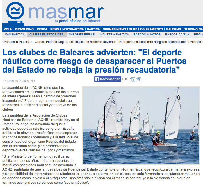 La Asociación de Clubes Náuticos de Baleares advierte del peligro de desaparición de la práctica deportiva náutica