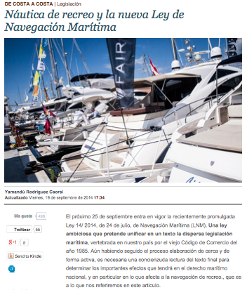 Nueva Ley de Navegación Marítima y sus efectos en la náutica de recreo