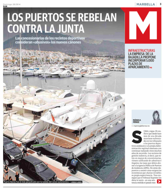 Amplio reportaje en diario Sur sobre la situación de los puertos deportivos de Málaga y sus cánones