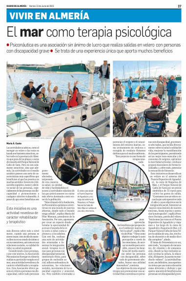 Un velero en el Puerto Deportivo Aguadulce ayuda en procesos rehabilitadores y terapéuticos de personas con discapacidad