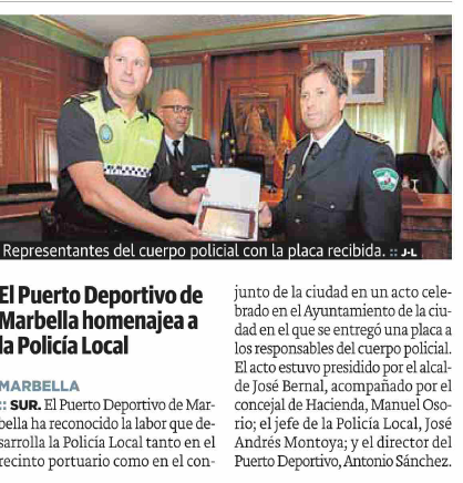 El Puerto Deportivo Marbella homenajea a la Policía Local