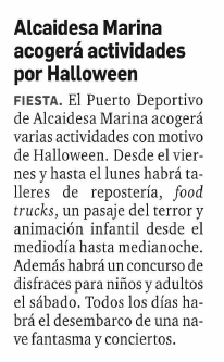 Actividades por Halloween en Alcaidesa Marina