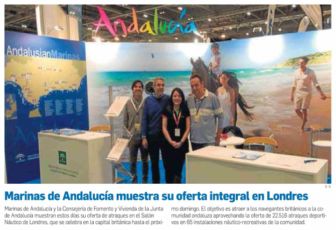 La prensa se hace eco de la asistencia de Marinas de Andalucía al Salón Náutico de Londres 2016
